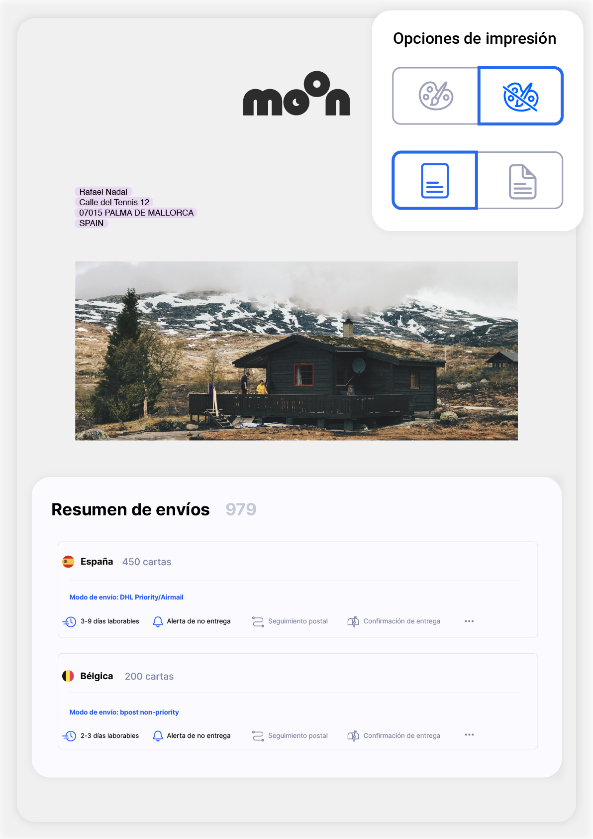 Envíe sus cartas personalizadas en línea
