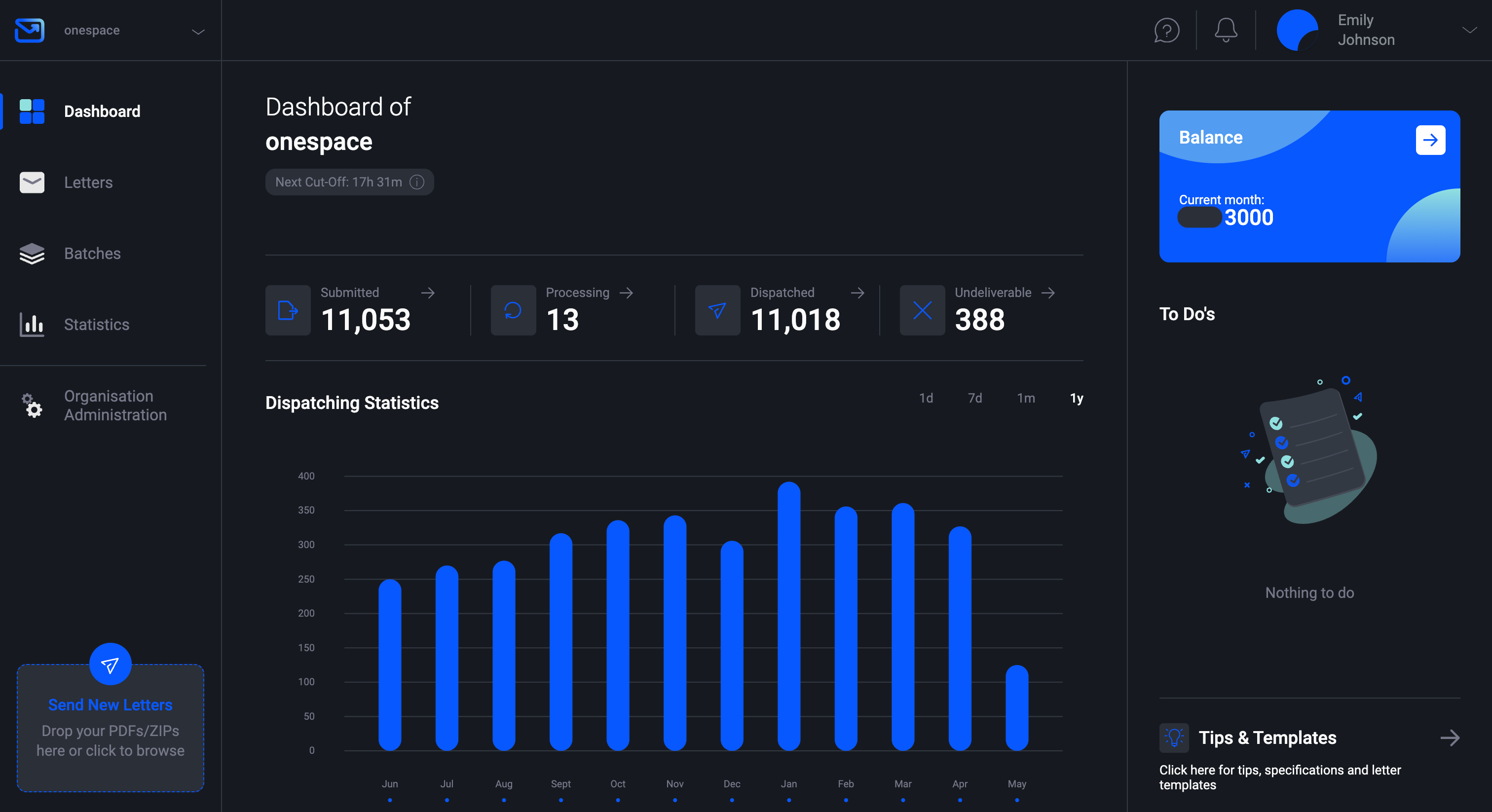 Output management system - Pingen dashboard