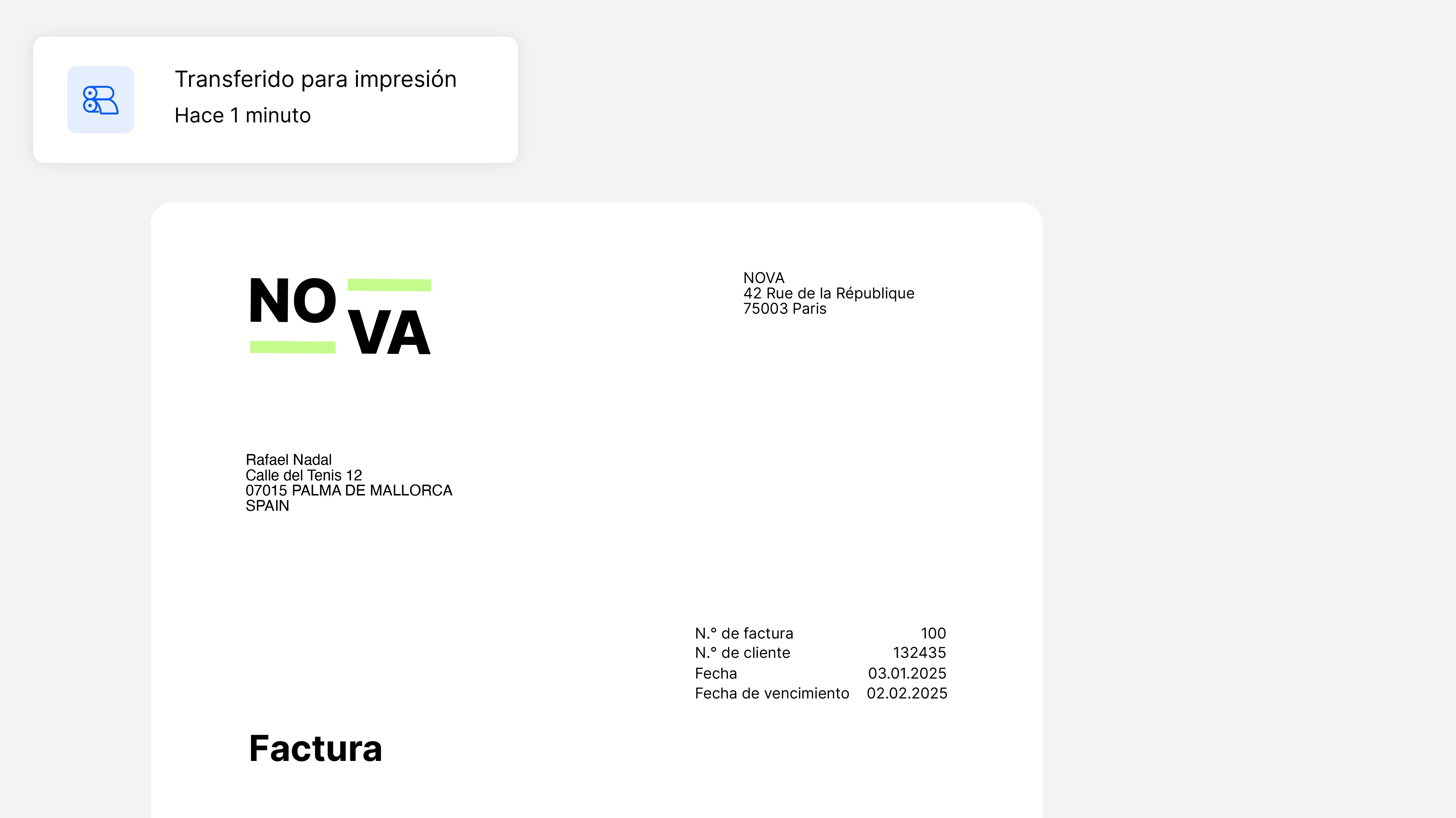 Factura en Pingen WebApp con notificación de impresión