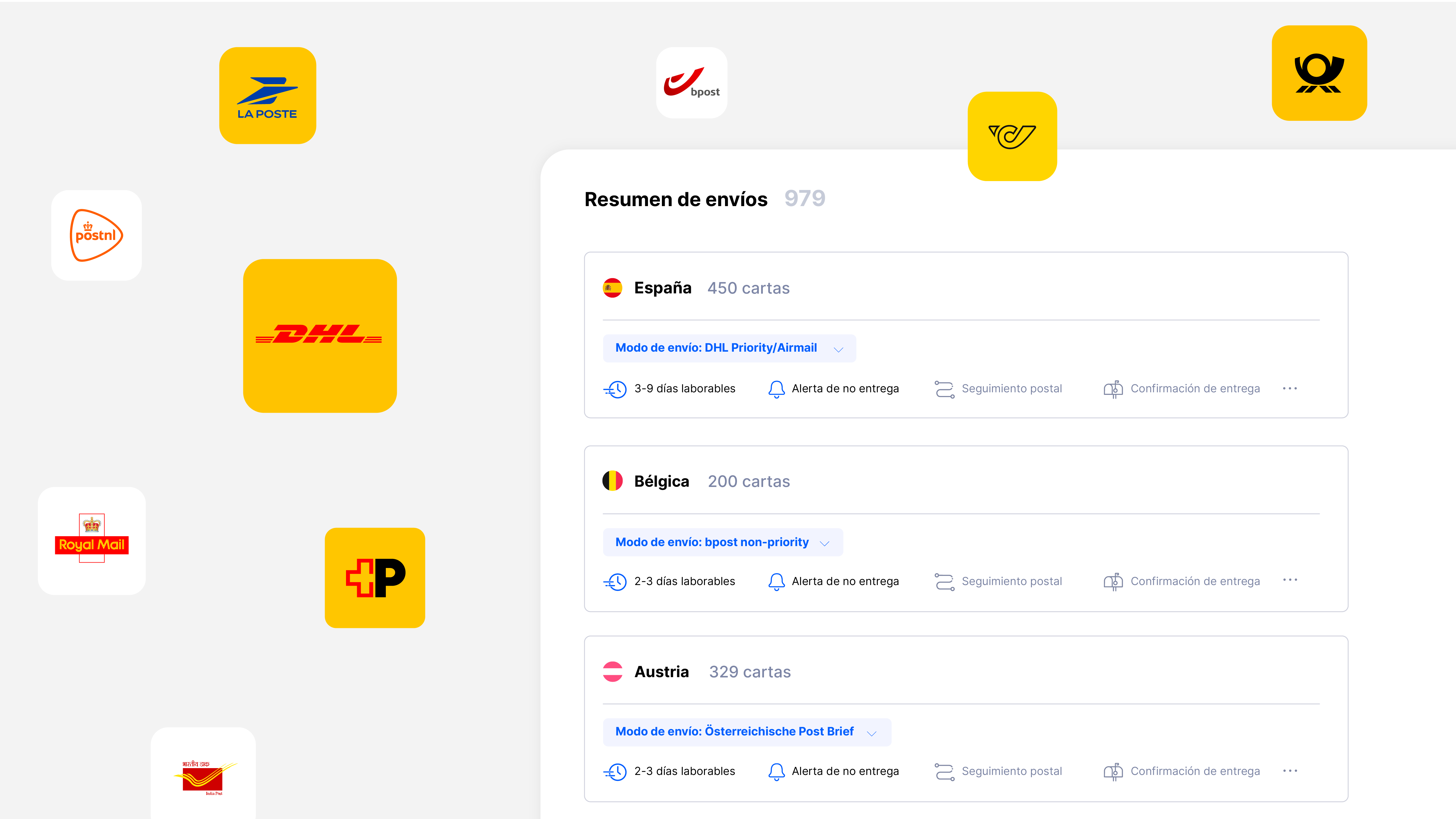 Resumen de envíos Pingen WebApp