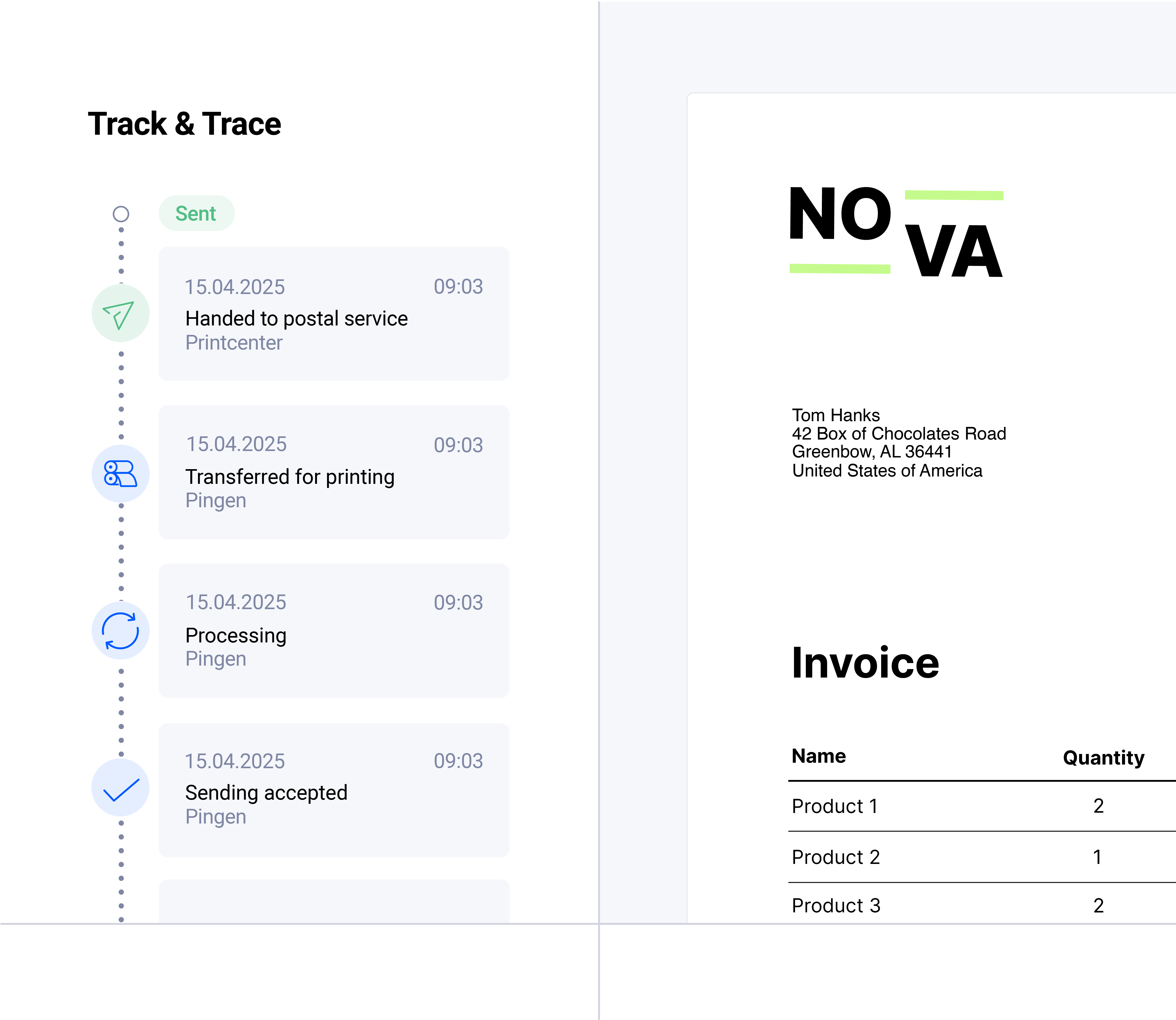 Real-time tracking status in Pingen app